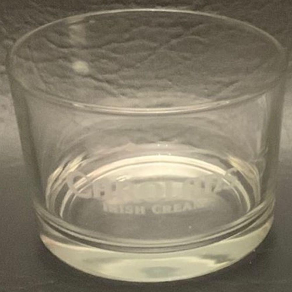 Carolans Irish Cream 6 Ounces Clear Glass White Etching  3X 2 One Glass Only